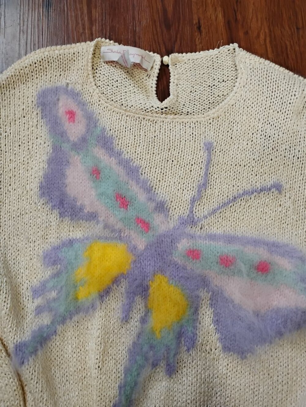 Vintage Sheila Raymond Butterfly Wool Sweater